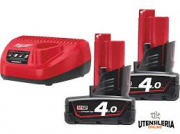 ENERGY KIT MILWAUKEE M12 NRG-402 COMPOSTO DA: 2 BATT M12 DA 4 AH + CARICABBAT.